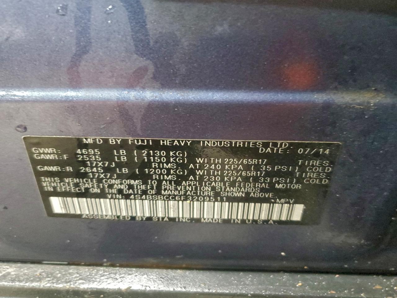 2015 SUBARU OUTBACK 2.5I PREMIUM photo 40