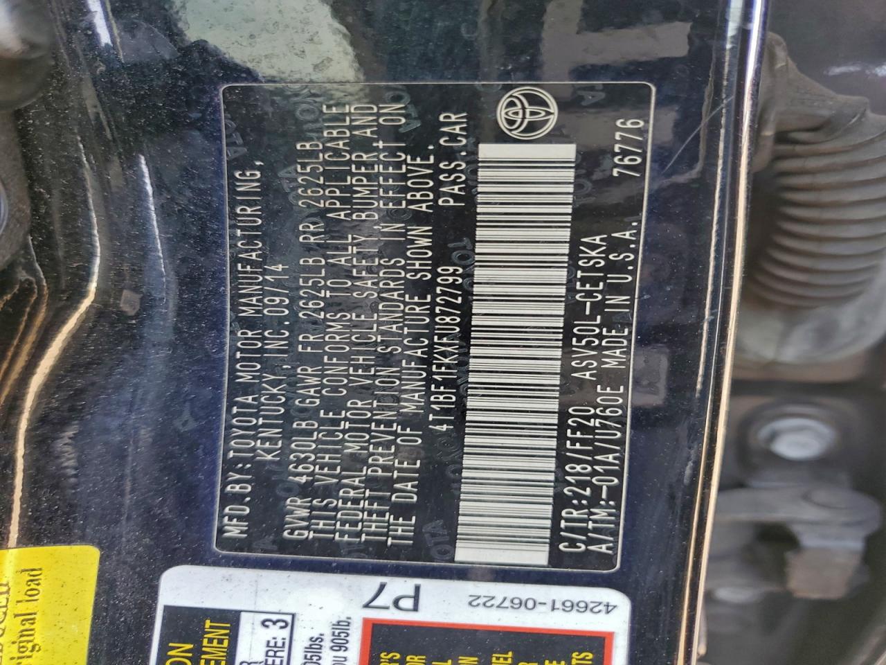 2015 TOYOTA CAMRY LE photo 12