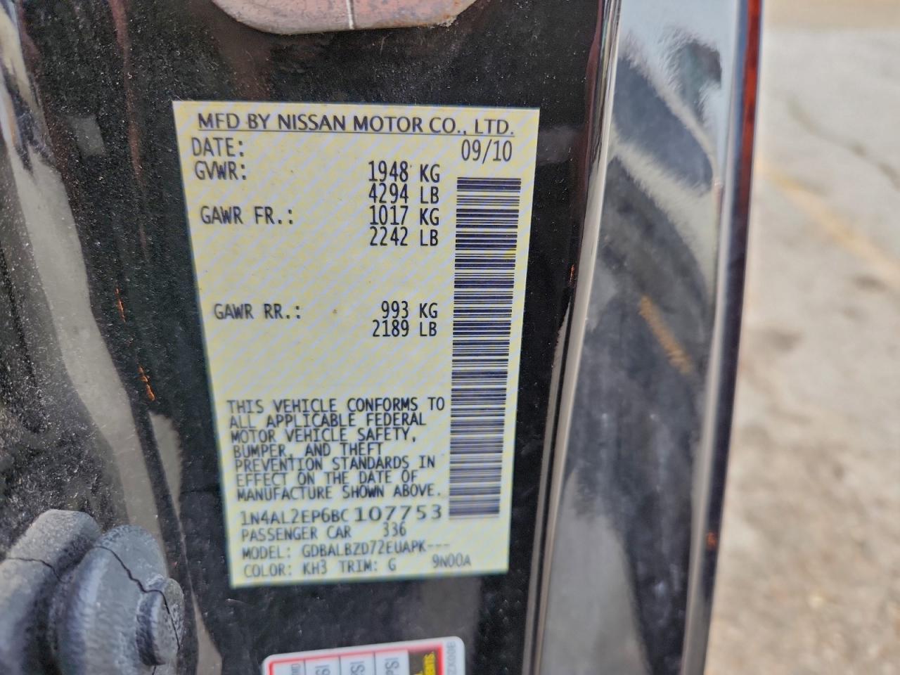 2011 NISSAN ALTIMA S photo 12
