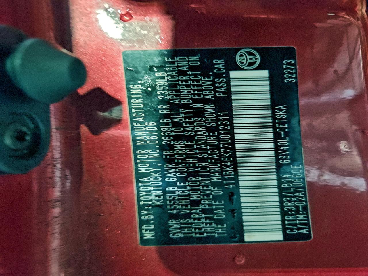 2007 TOYOTA CAMRY LE photo 13