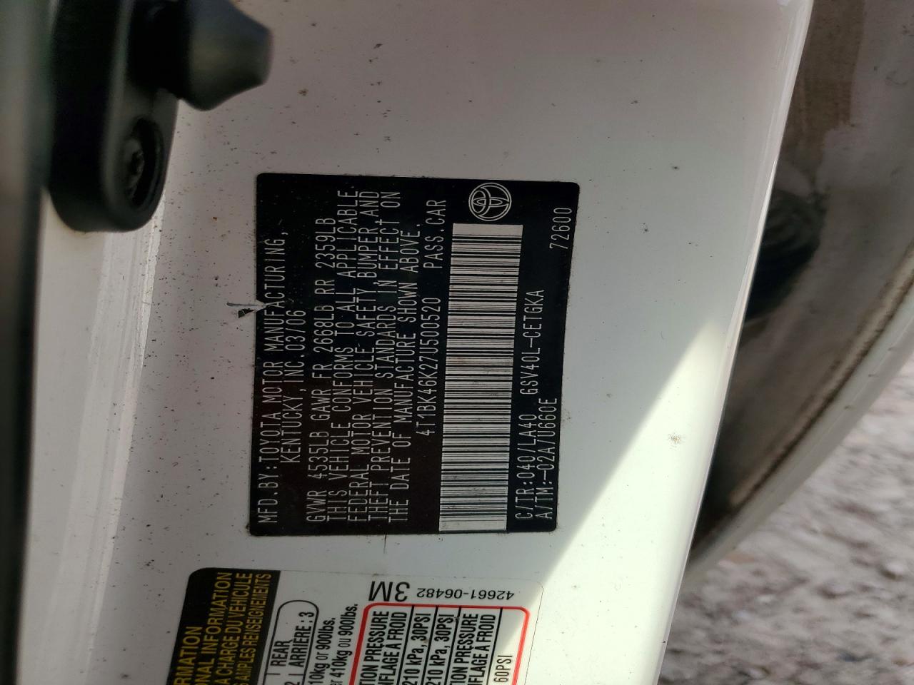 2007 TOYOTA CAMRY LE photo 12
