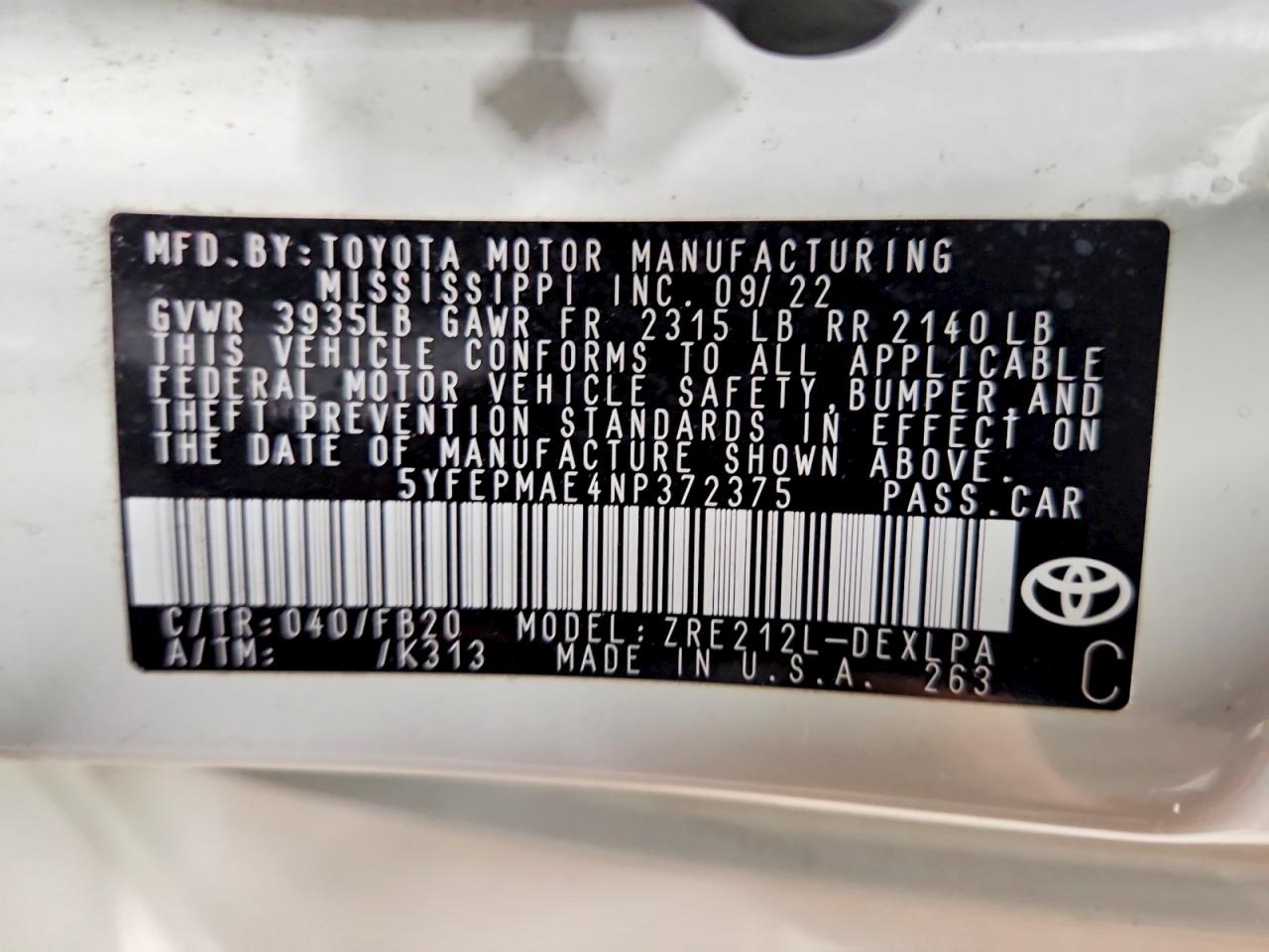 2022 TOYOTA COROLLA LE photo 13