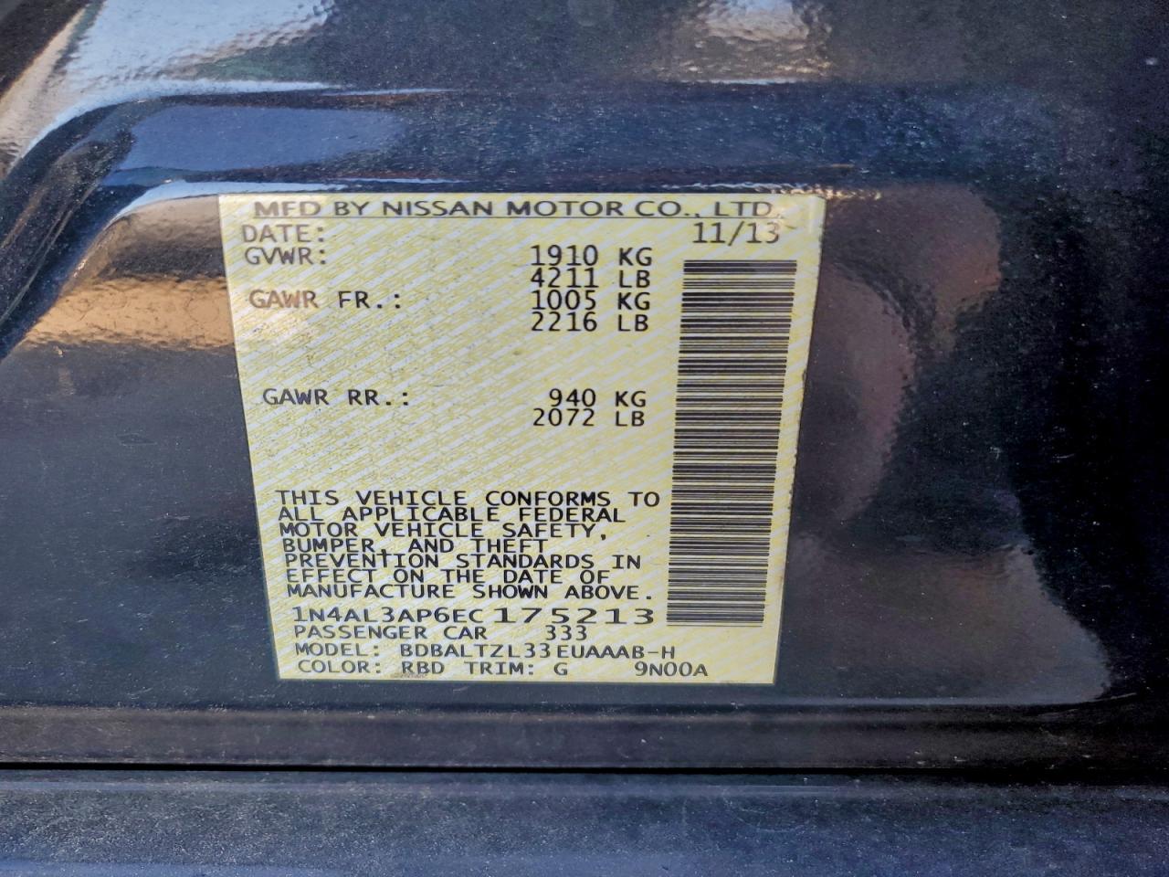 2014 NISSAN ALTIMA 2.5 photo 12