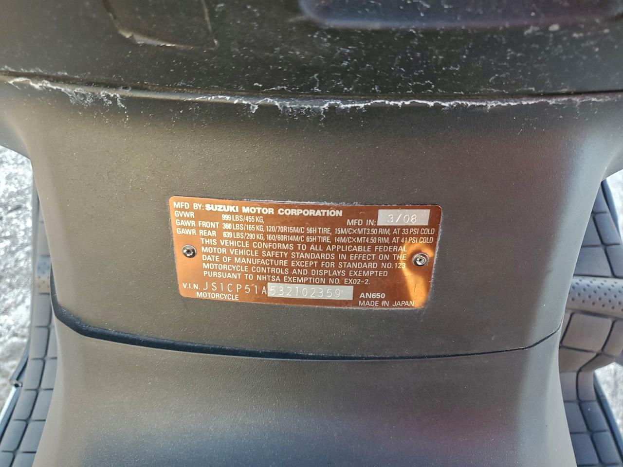 2003 SUZUKI AN650 K3 photo 8