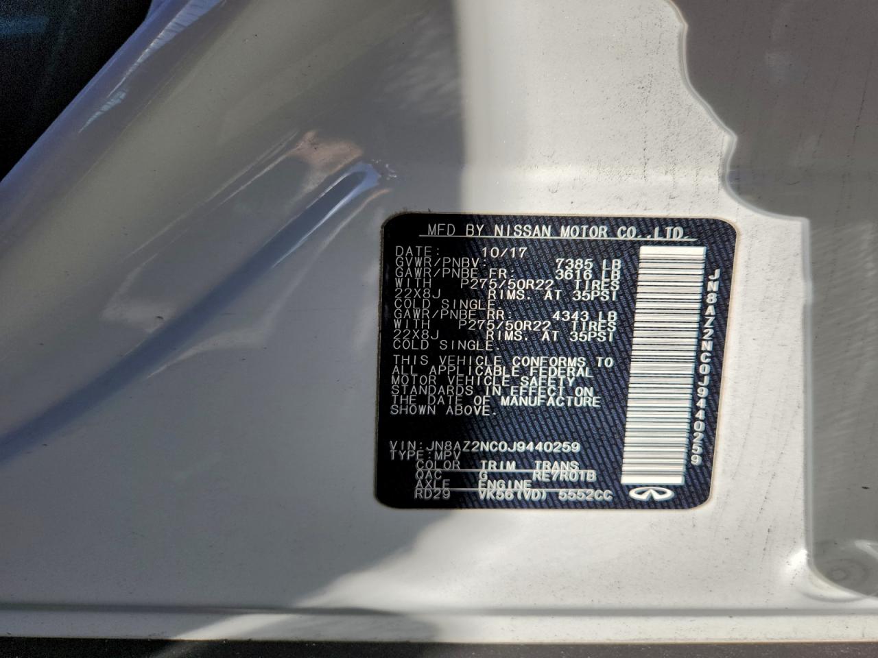 2018 INFINITI QX80 BASE photo 14
