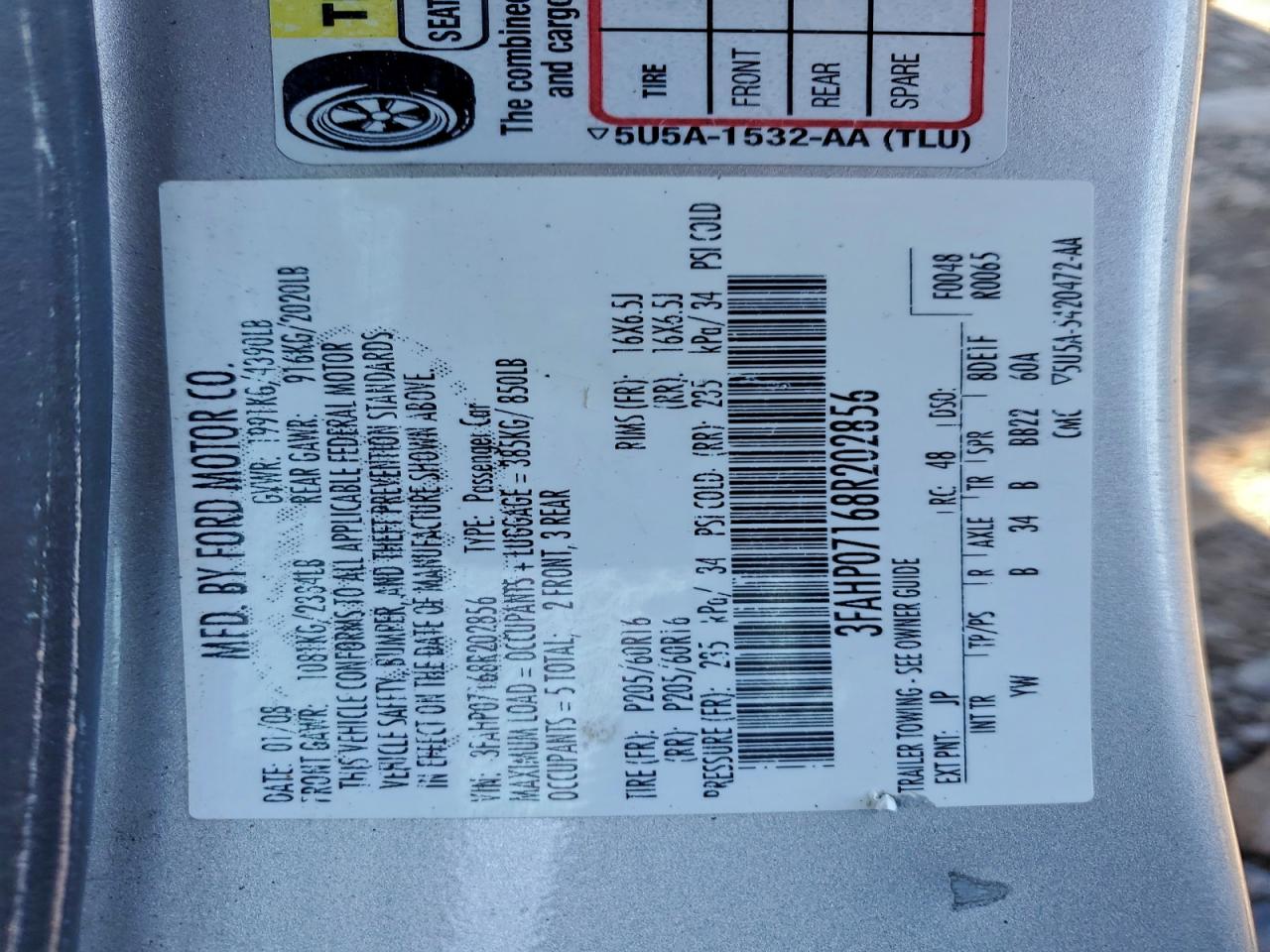 2008 FORD FUSION SE photo 12