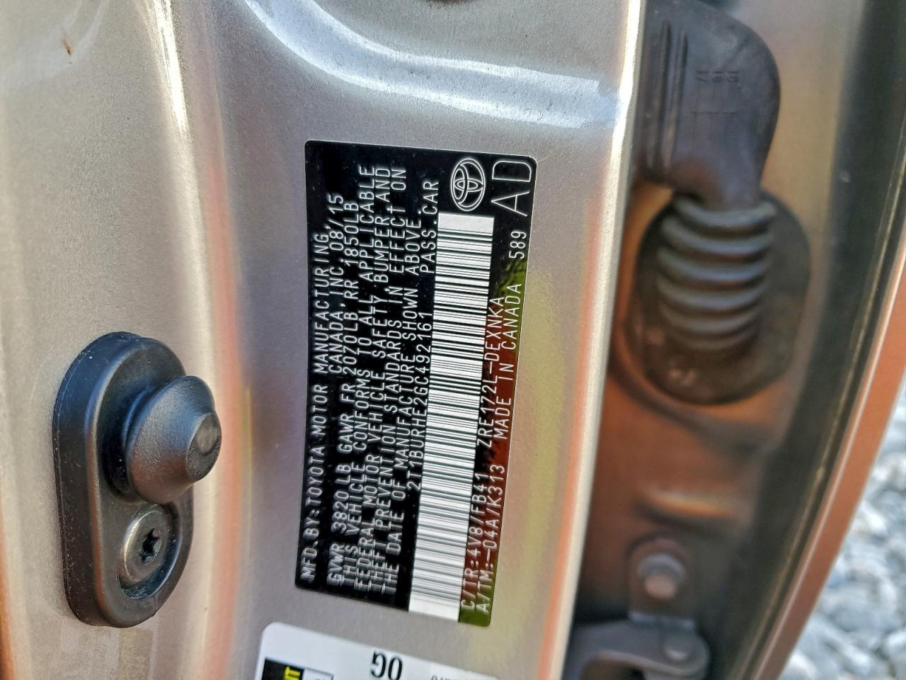 2016 TOYOTA COROLLA L photo 12