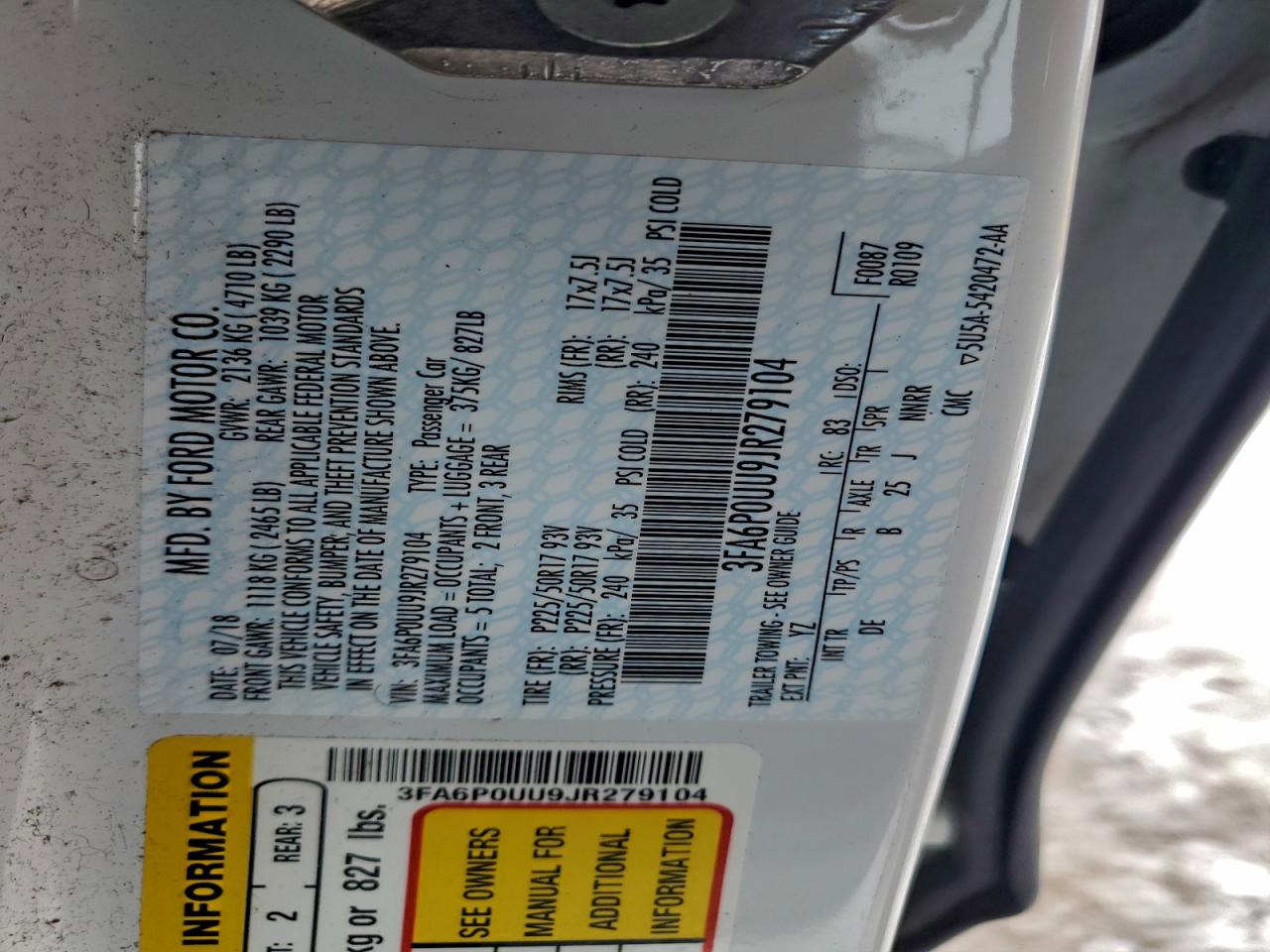 2018 FORD FUSION S HYBRID photo 12