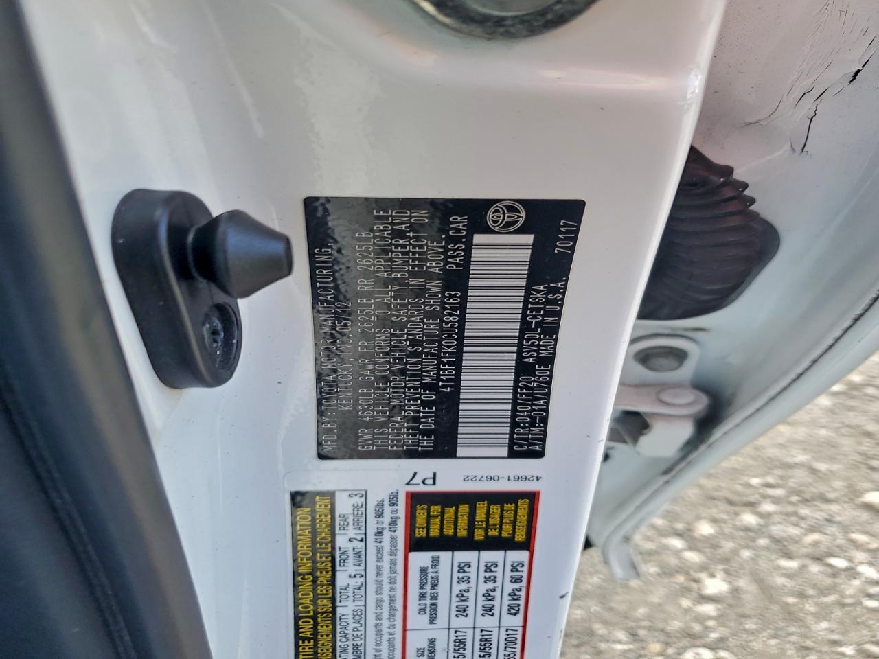 2012 TOYOTA CAMRY BASE photo 12