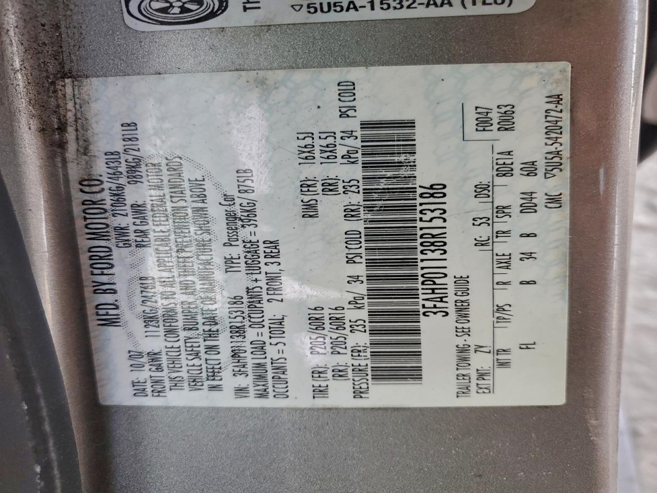 2008 FORD FUSION SE photo 12