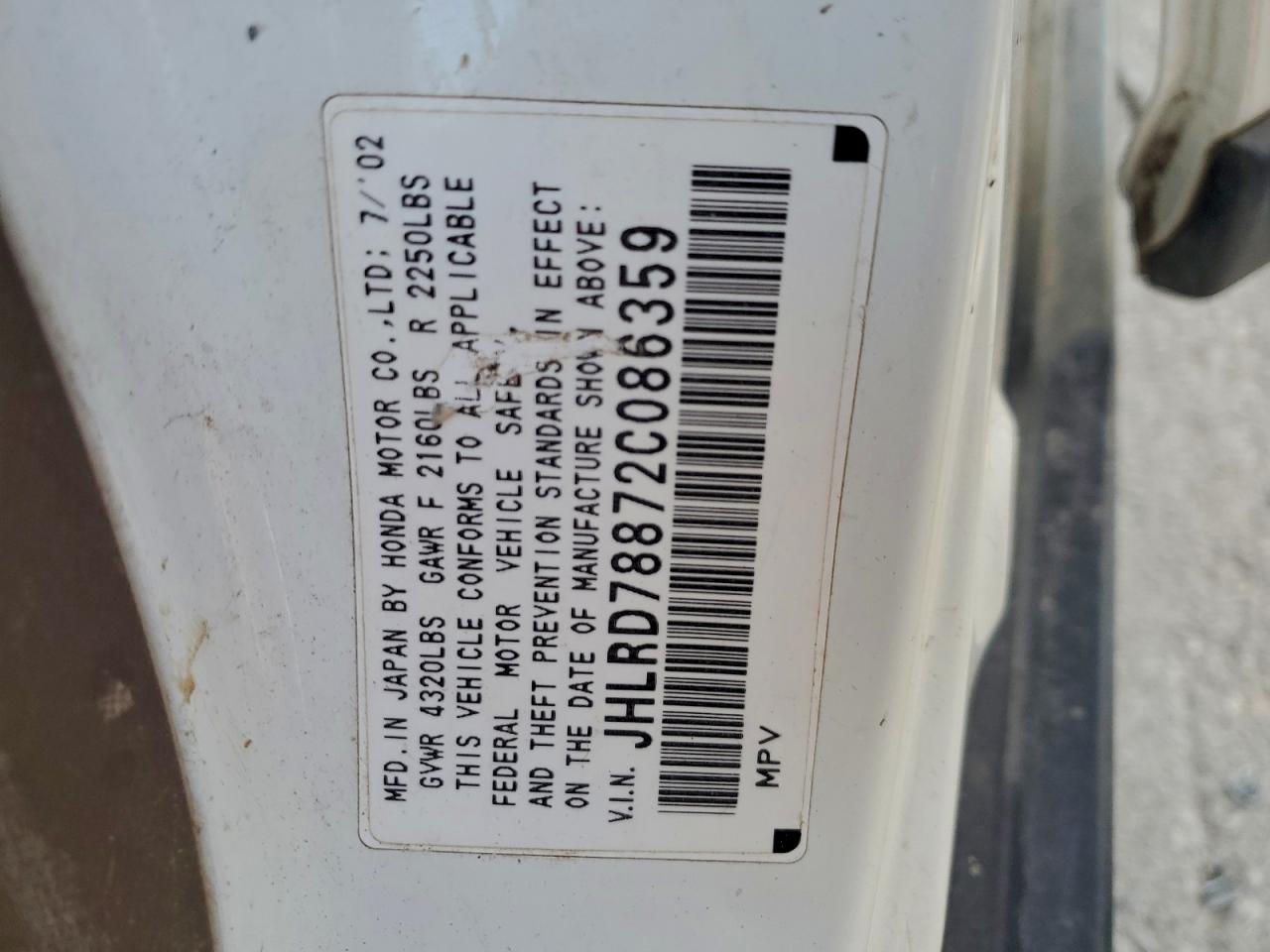 2002 HONDA CR-V EX photo 14