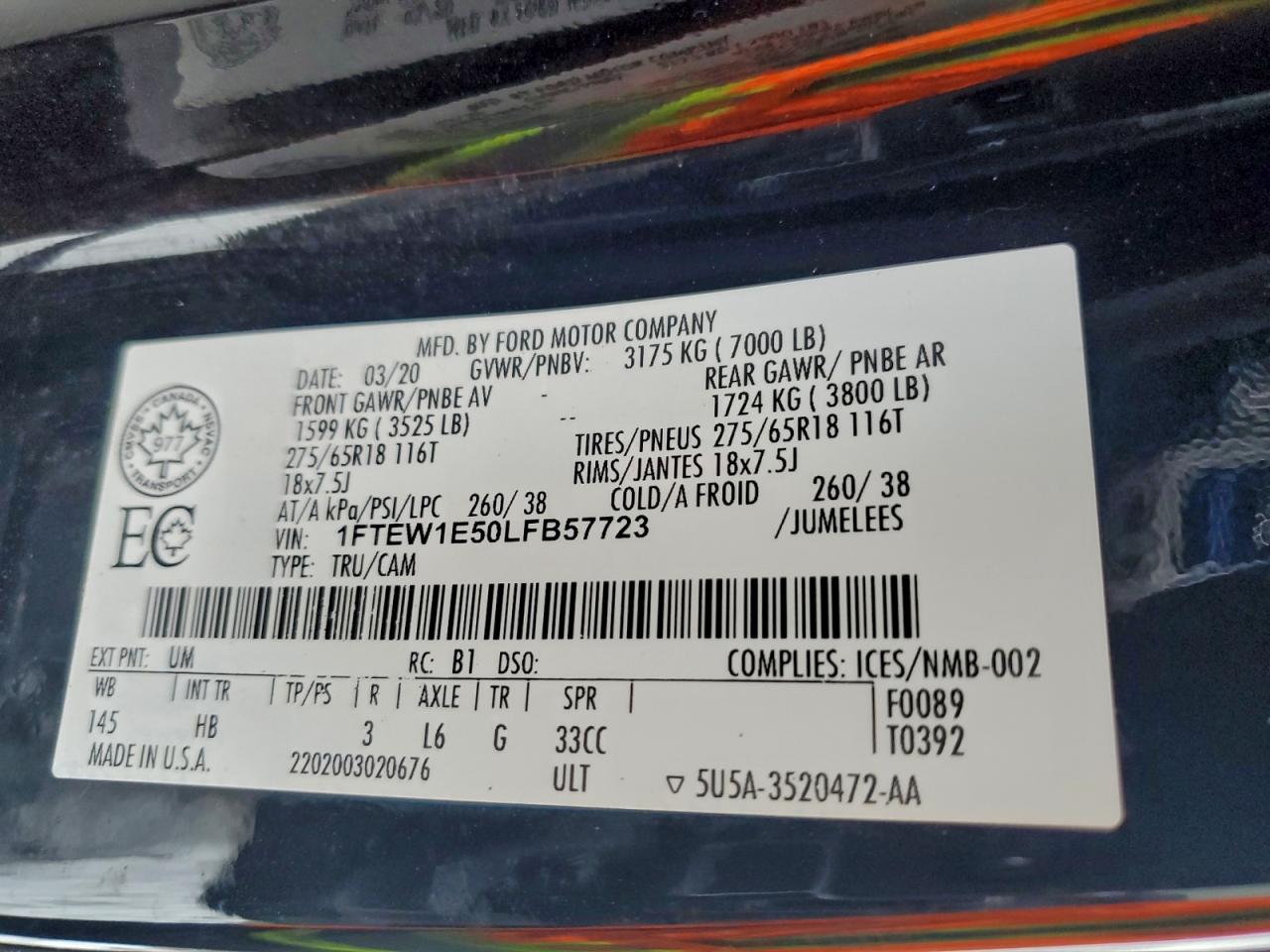 2020 FORD F150 SUPERCREW photo 12