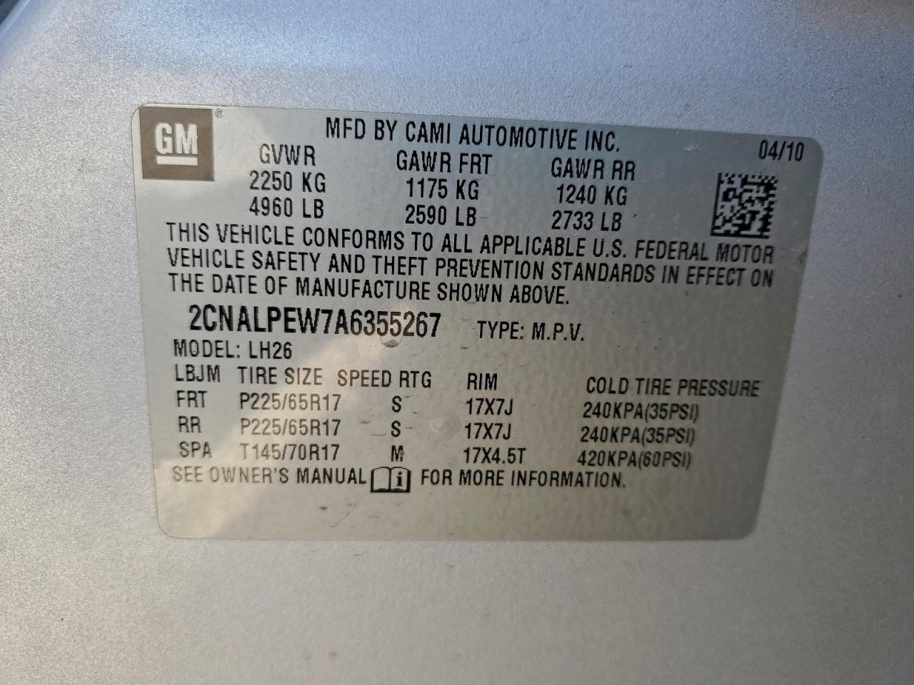 2010 CHEVROLET EQUINOX LT photo 25