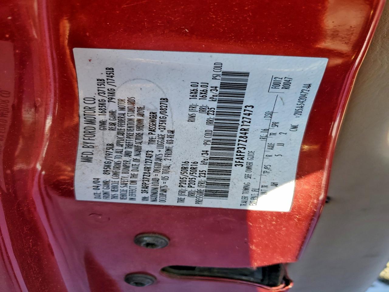 2004 FORD FOCUS ZX5 photo 12