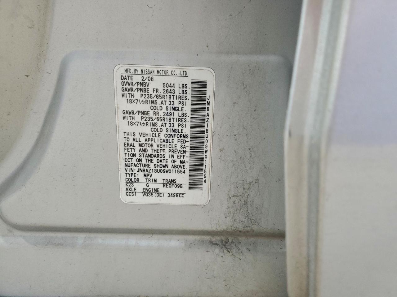 2009 NISSAN MURANO S photo 12