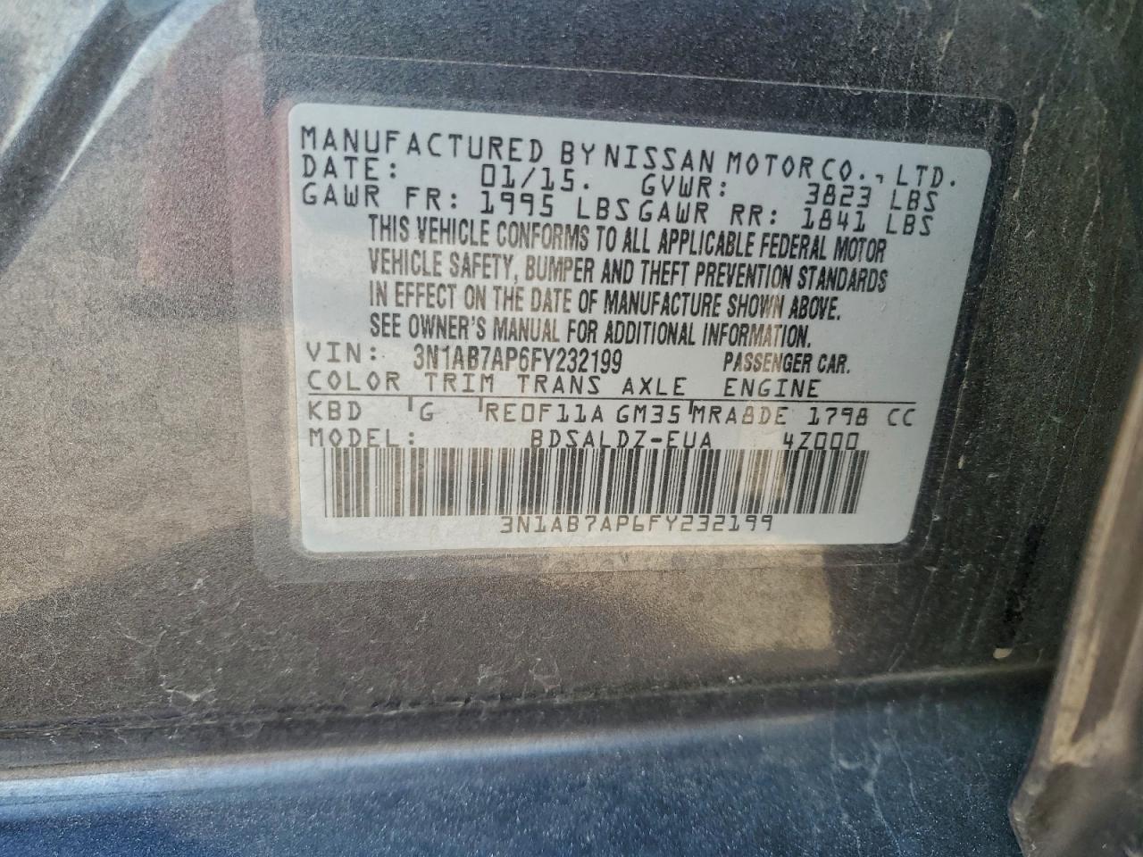 2015 NISSAN SENTRA S photo 12