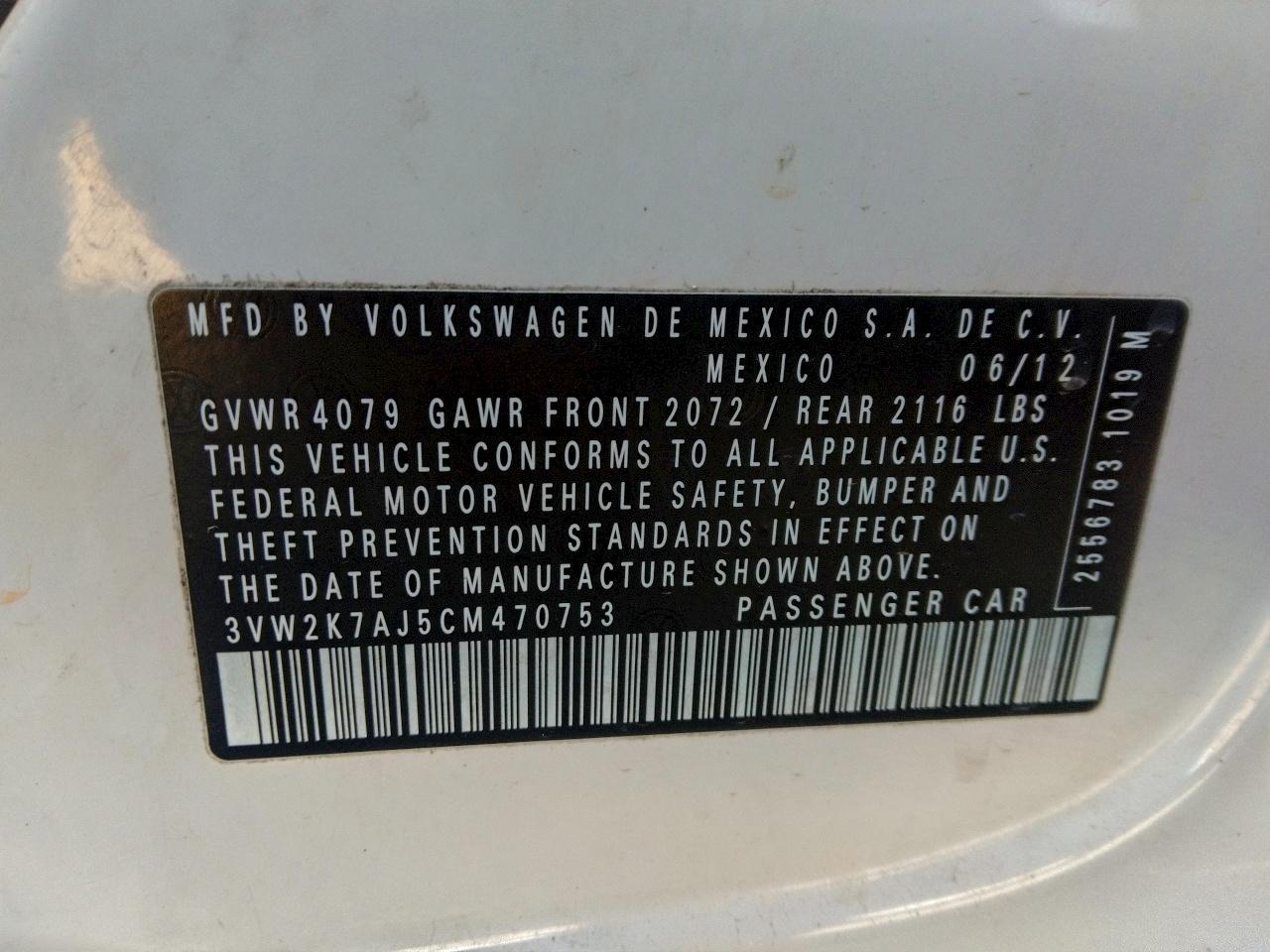 2012 VOLKSWAGEN JETTA BASE photo 10