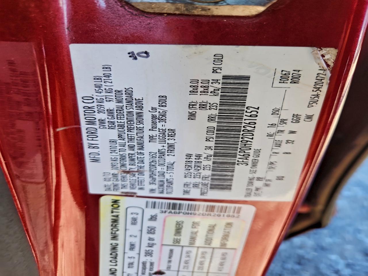 2013 FORD FUSION SE photo 12