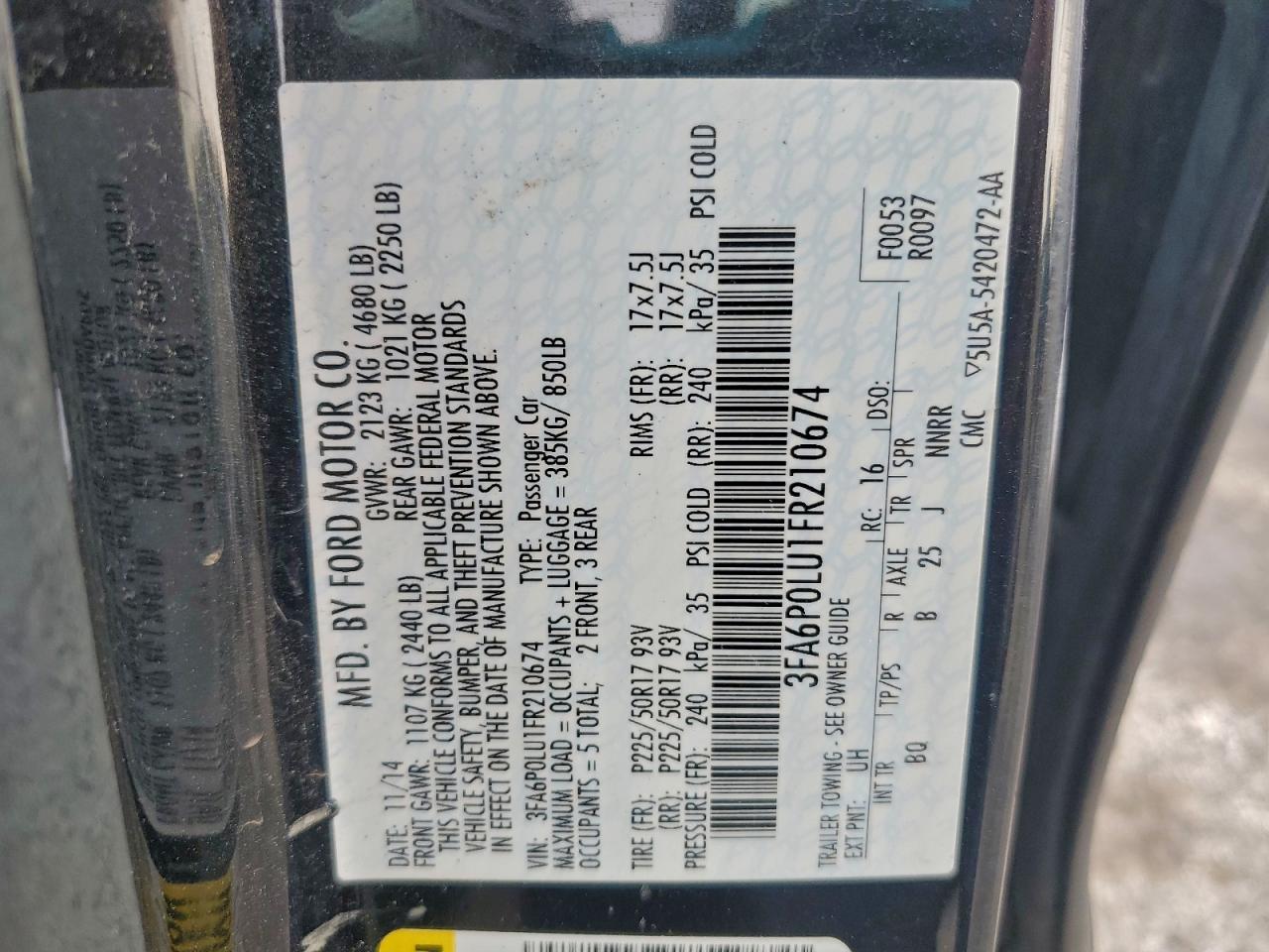 2015 FORD FUSION SE HYBRID photo 12
