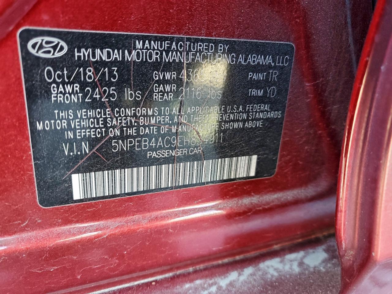 2014 HYUNDAI SONATA GLS photo 12