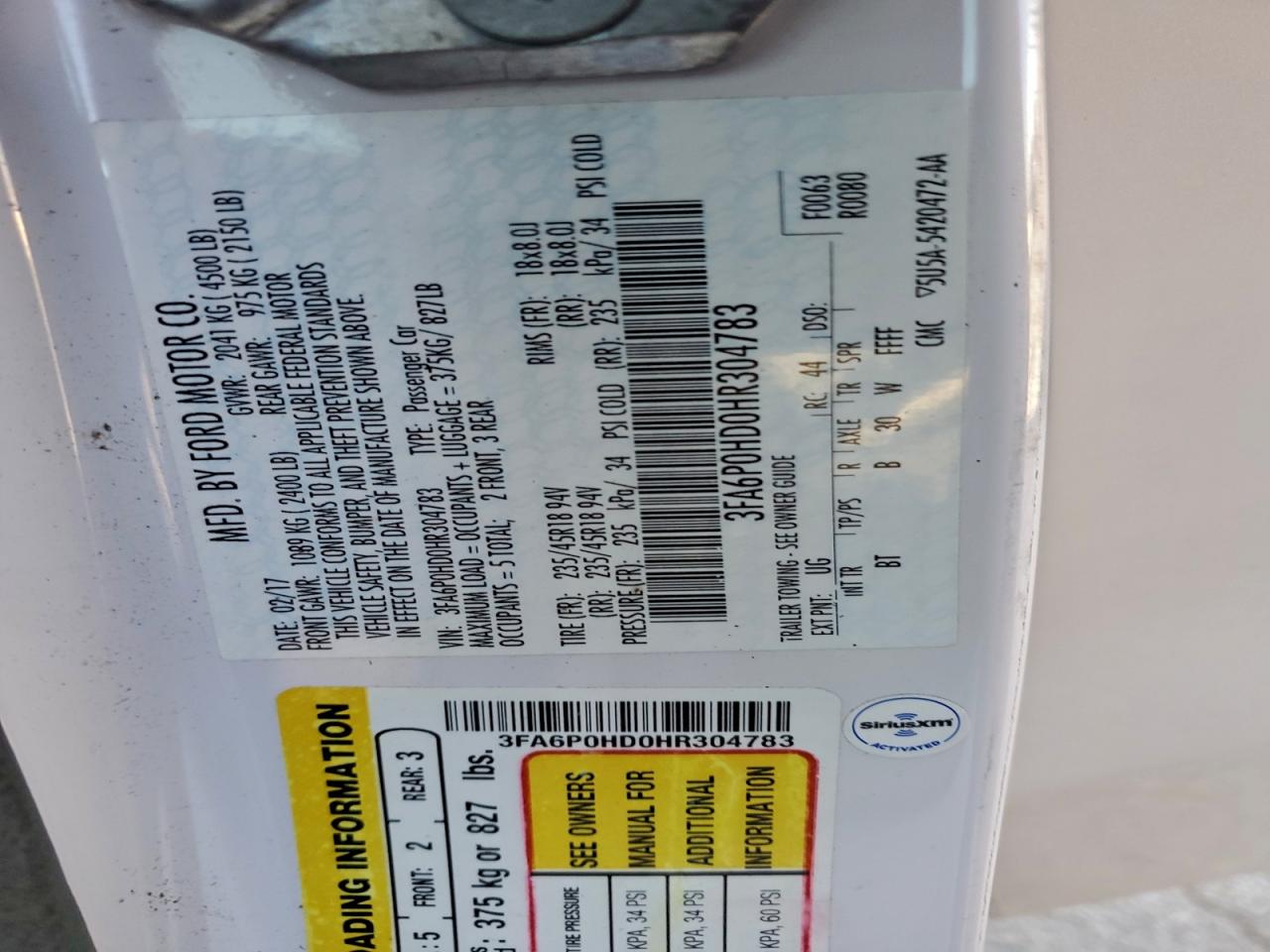 2017 FORD FUSION SE photo 23