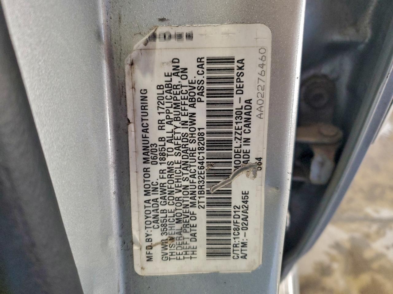 2004 TOYOTA COROLLA CE photo 12