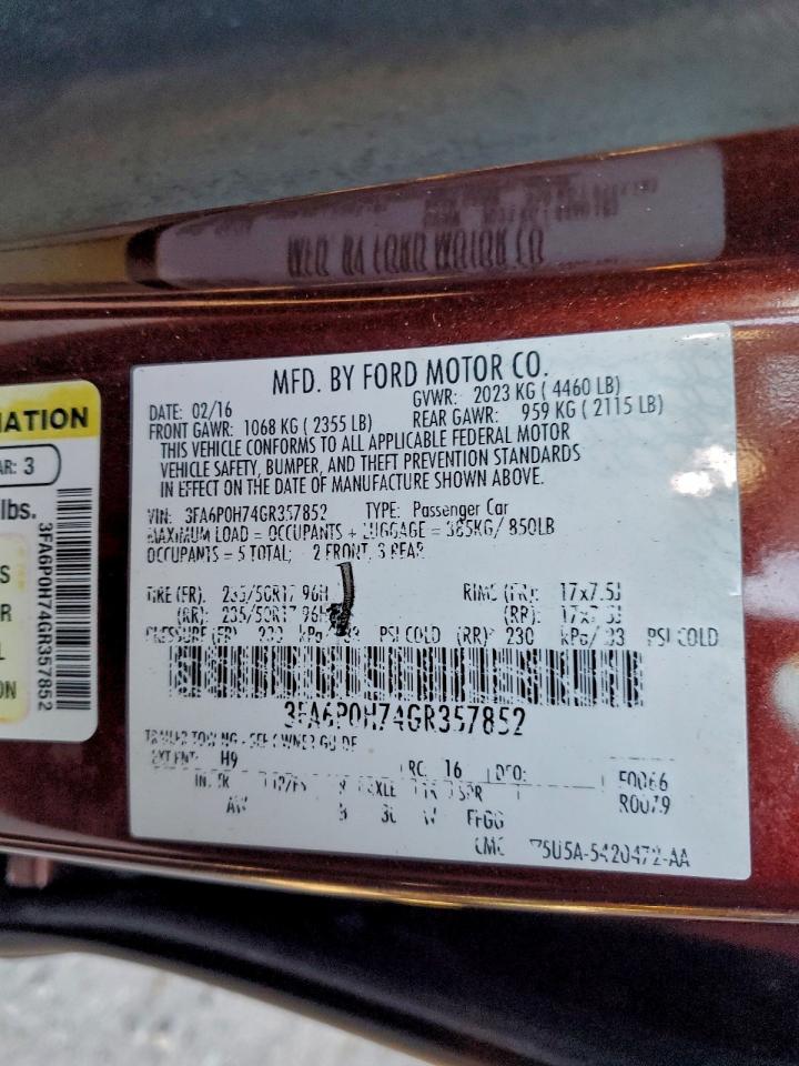 2016 FORD FUSION SE photo 13