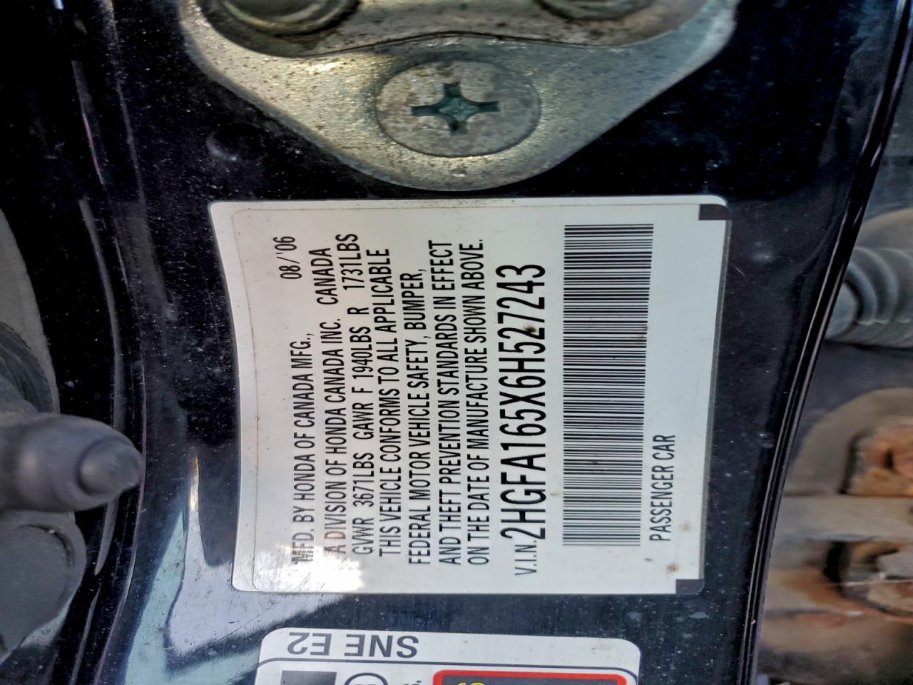2006 HONDA CIVIC LX photo 12