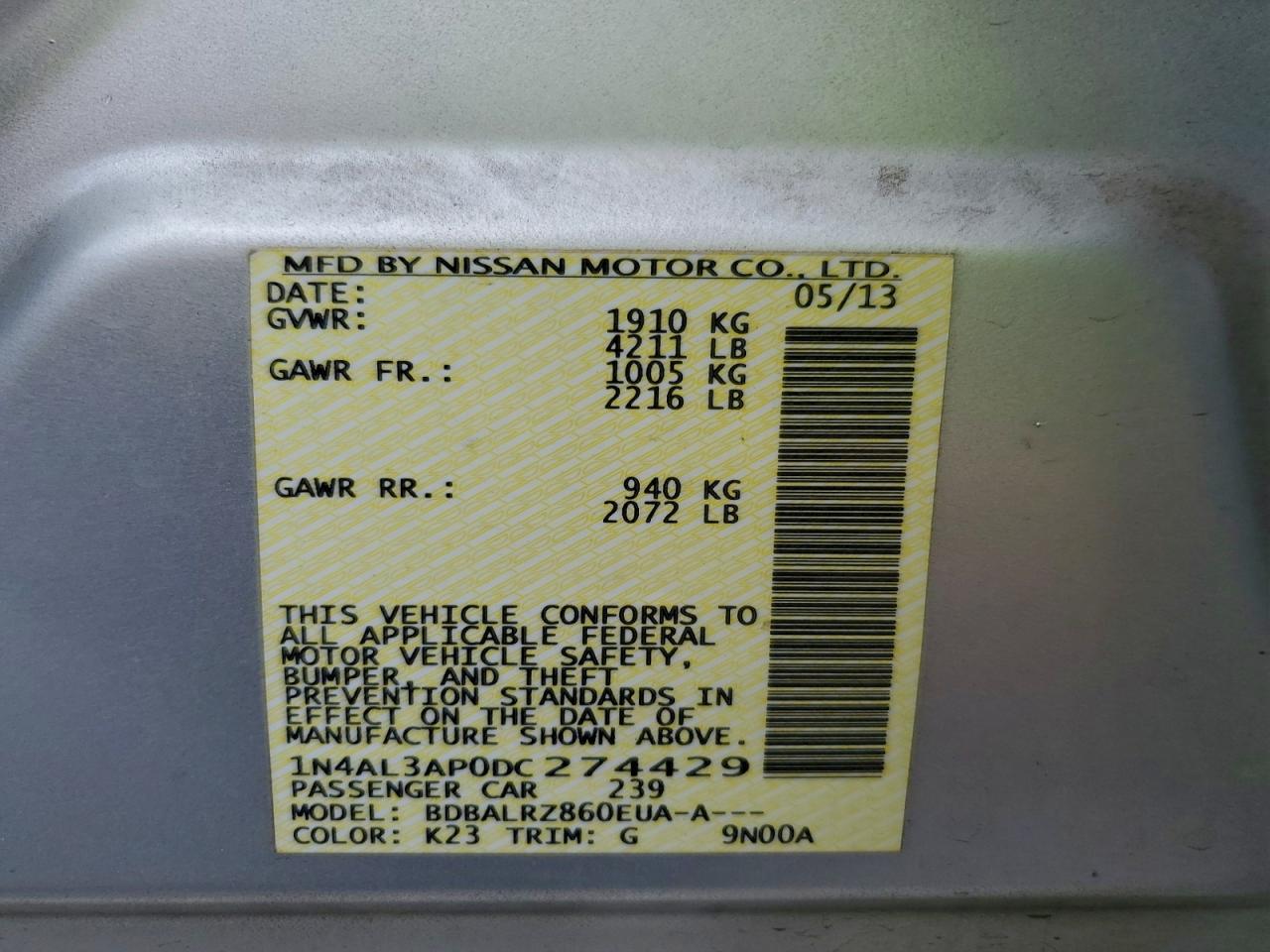 2013 NISSAN ALTIMA 2.5 photo 12