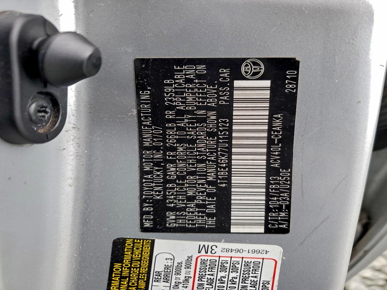 2007 TOYOTA CAMRY CE photo 12