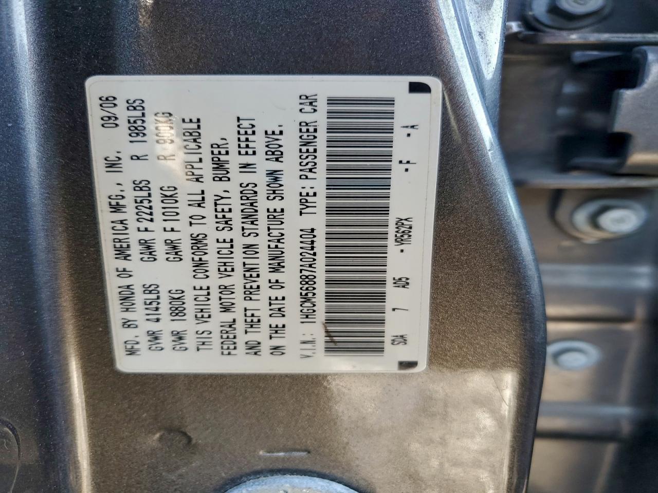 2007 HONDA ACCORD EX photo 12
