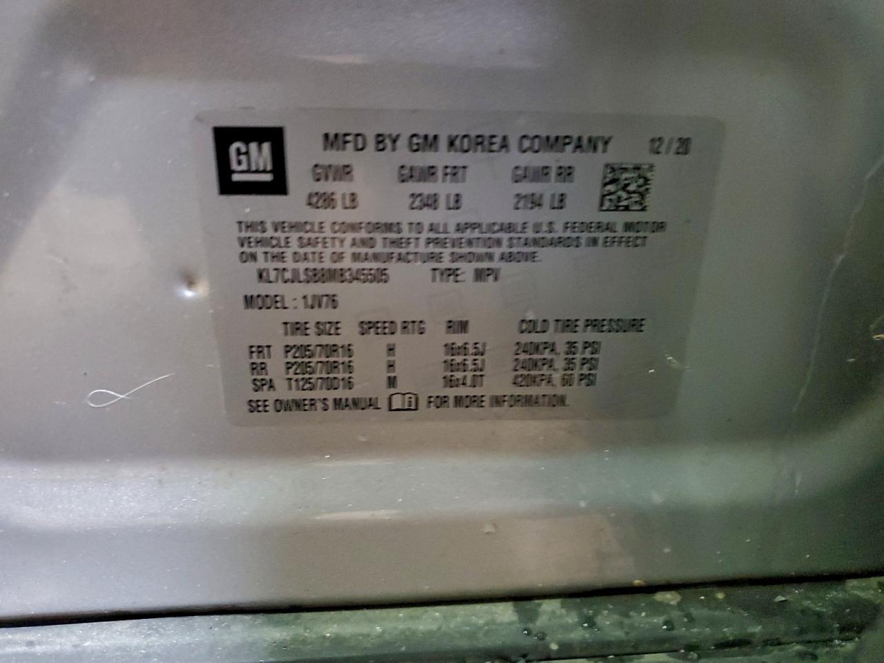 2021 CHEVROLET TRAX 1LT photo 12