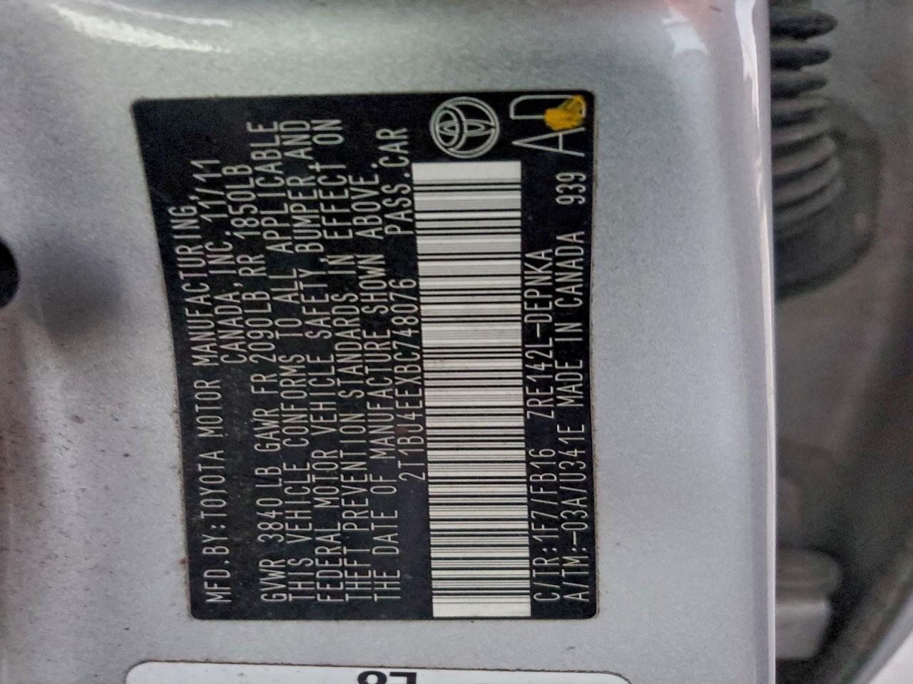 2011 TOYOTA COROLLA BASE photo 13