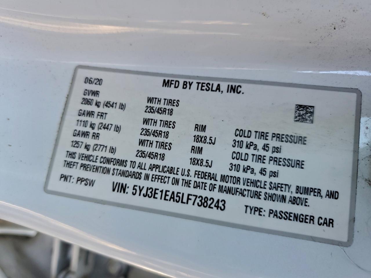 2020 TESLA MODEL 3 photo 23