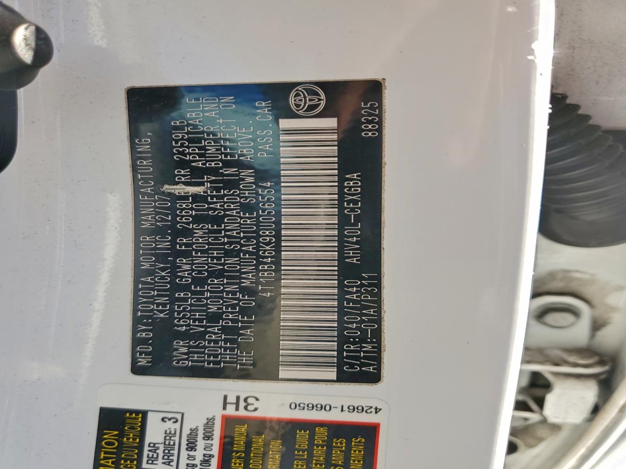 2008 TOYOTA CAMRY HYBRID photo 12