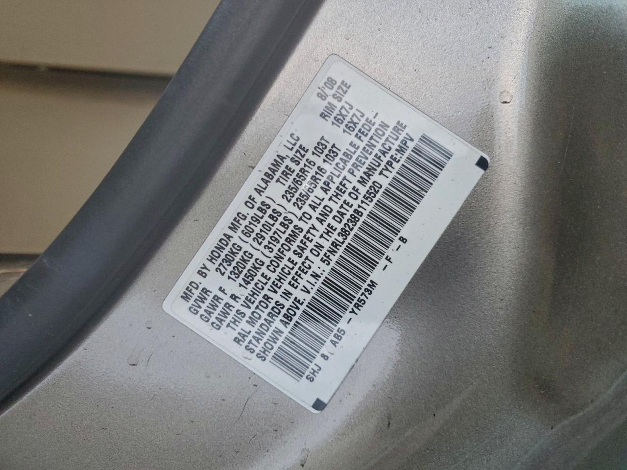 2008 HONDA ODYSSEY LX photo 13