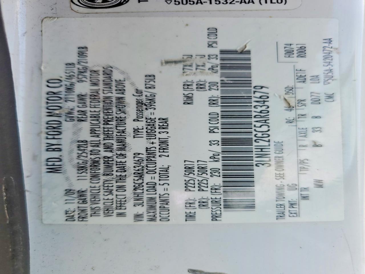 2010 LINCOLN MKZ photo 13