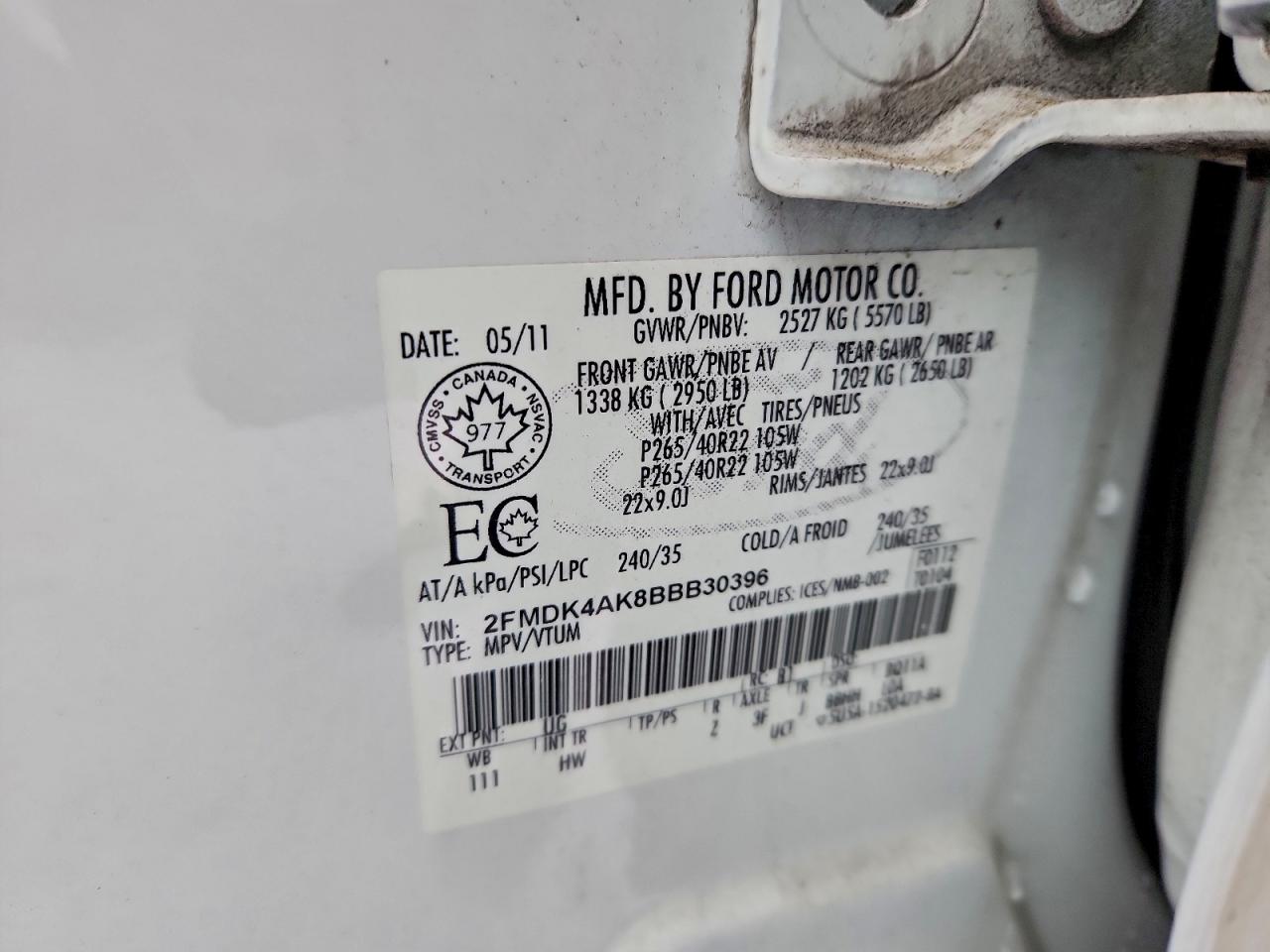 2011 FORD EDGE SPORT photo 13