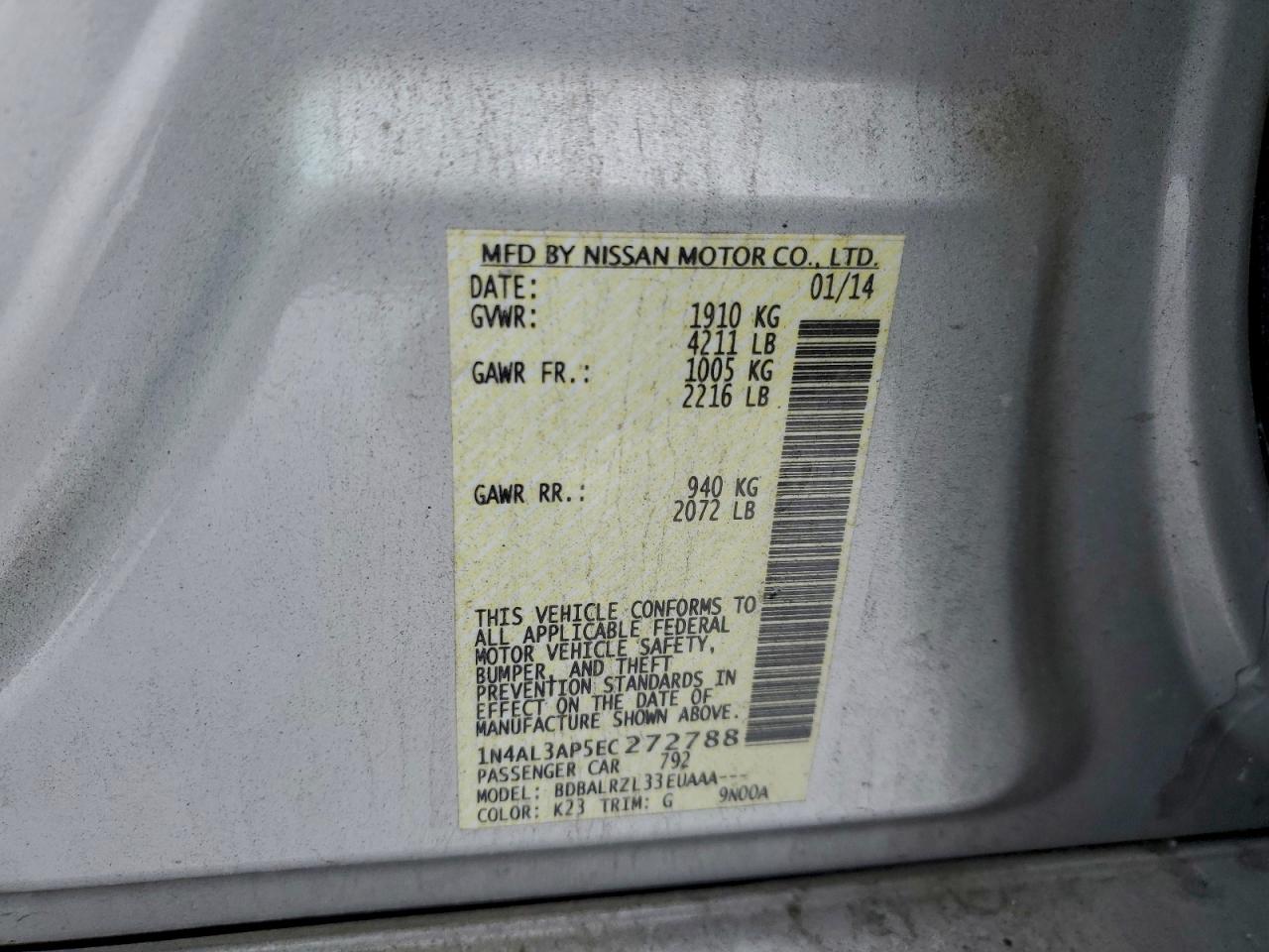 2014 NISSAN ALTIMA 2.5 photo 12