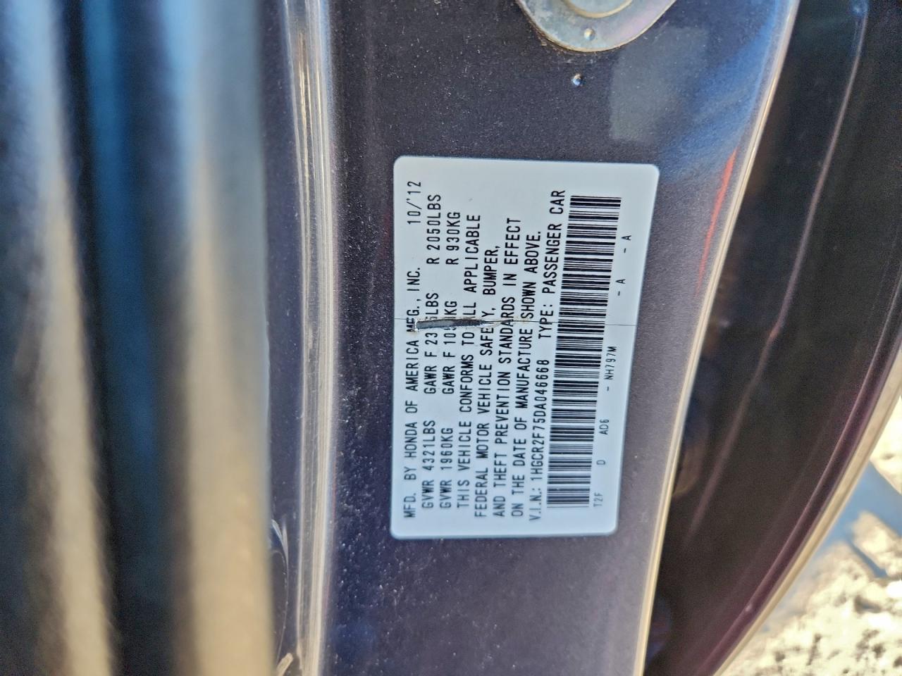 2013 HONDA ACCORD EX photo 12