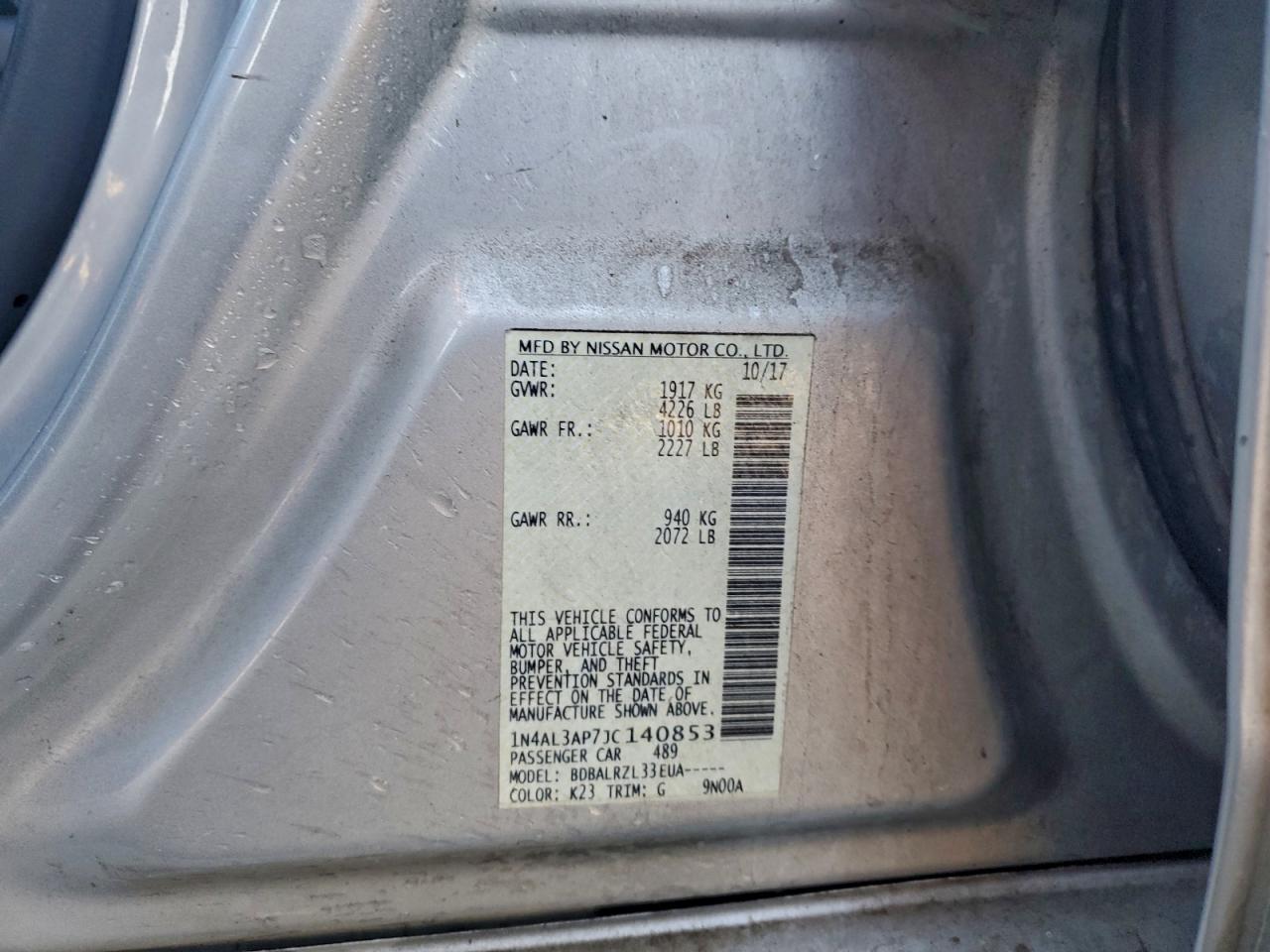 2018 NISSAN ALTIMA 2.5 photo 12