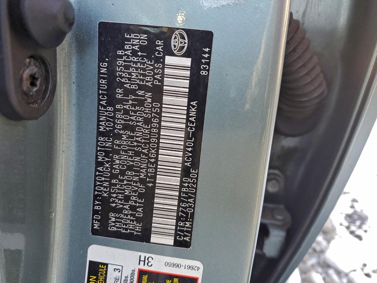2009 TOYOTA CAMRY BASE photo 12