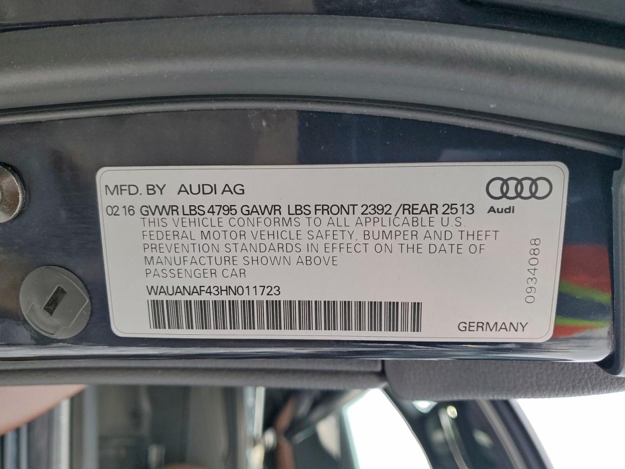2017 AUDI A4 PREMIUM photo 12