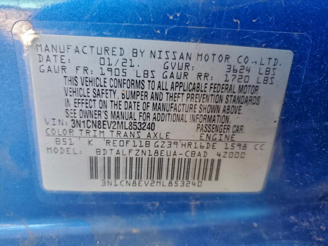 2021 NISSAN VERSA SV photo 12
