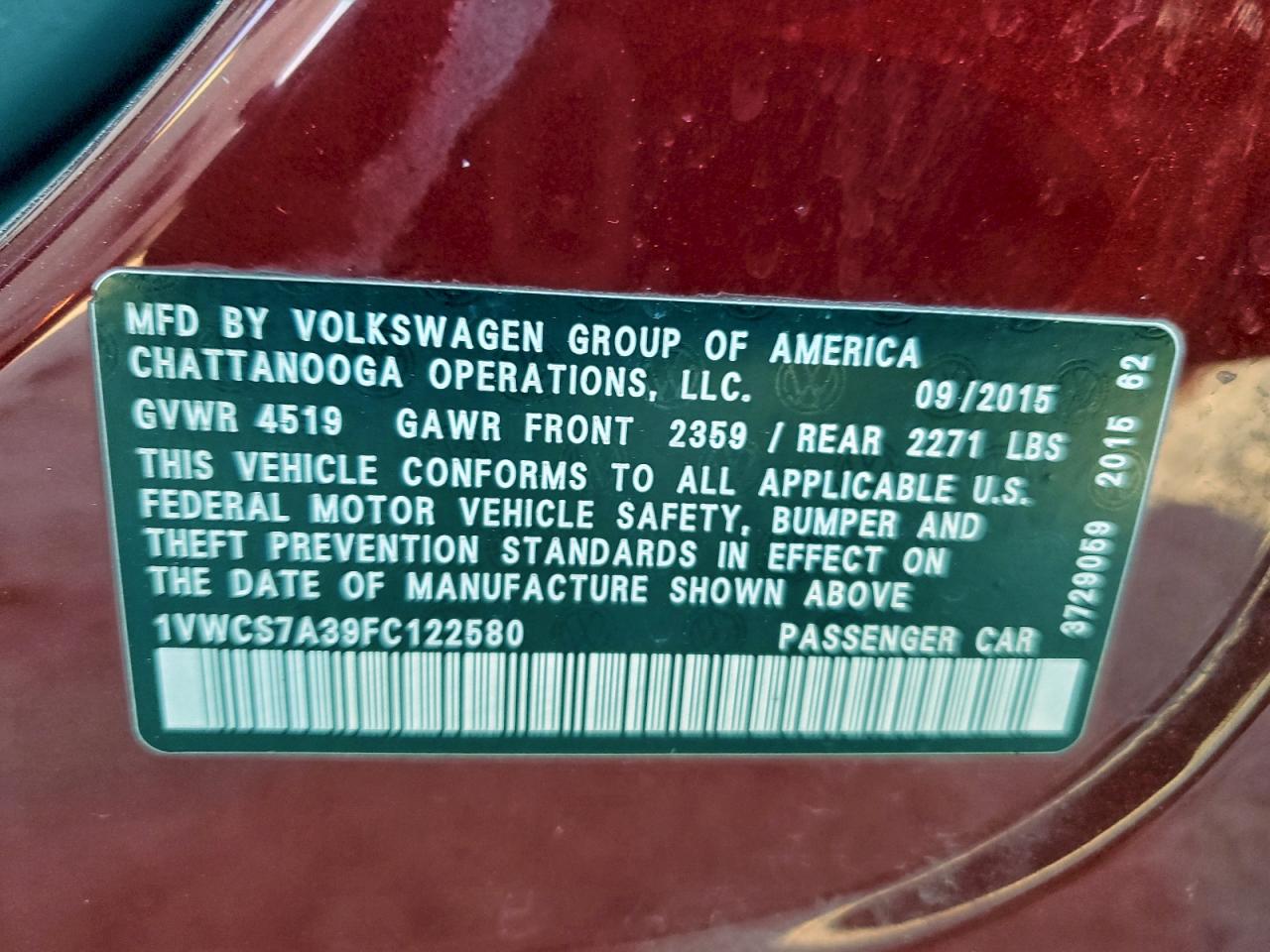 2015 VOLKSWAGEN PASSAT SEL photo 12