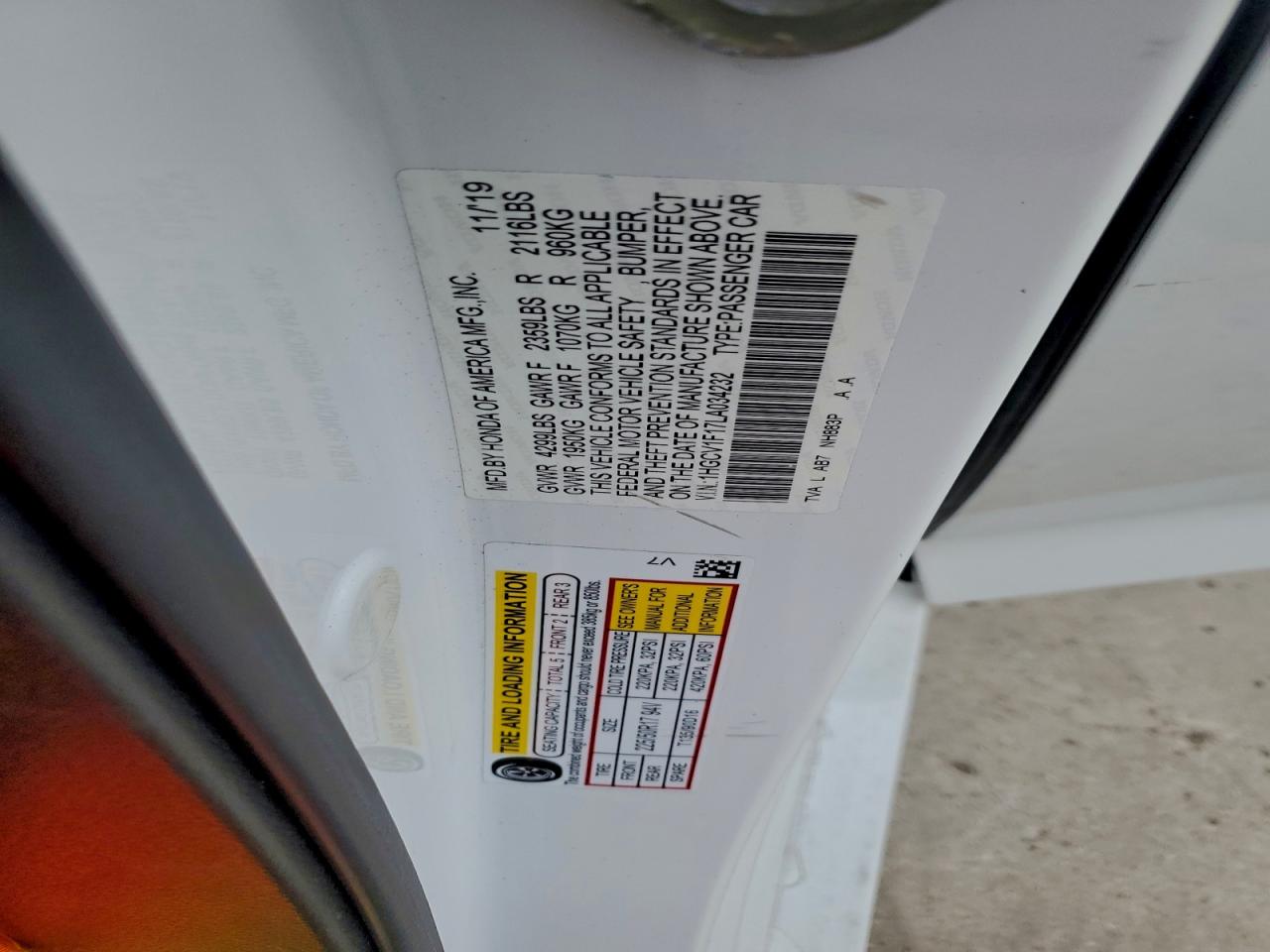 2020 HONDA ACCORD LX photo 12