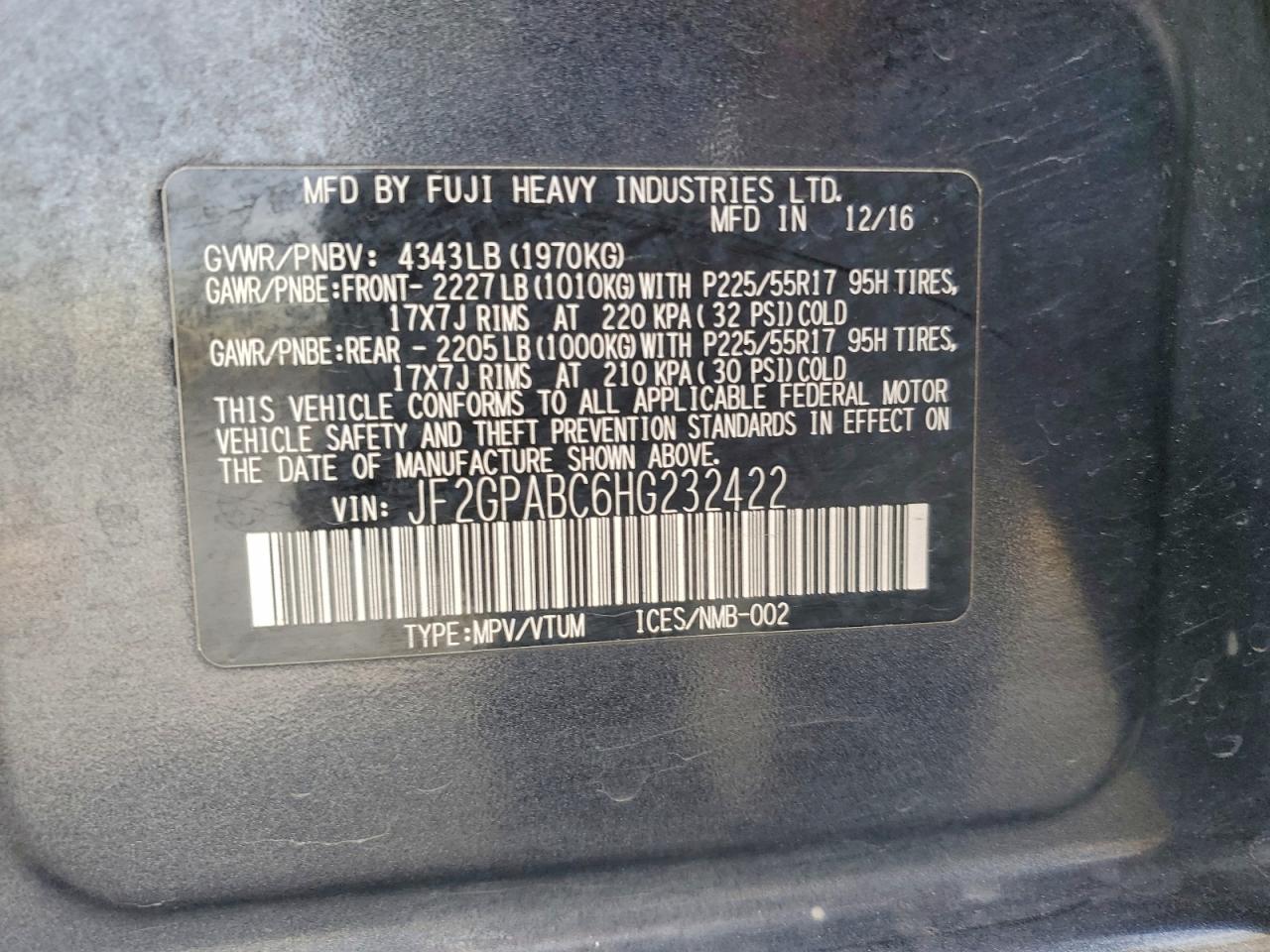 2017 SUBARU CROSSTREK PREMIUM photo 13