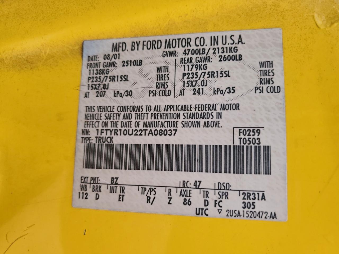 2002 FORD RANGER photo 12