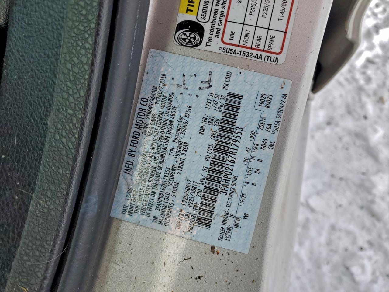 2007 FORD FUSION SEL photo 13