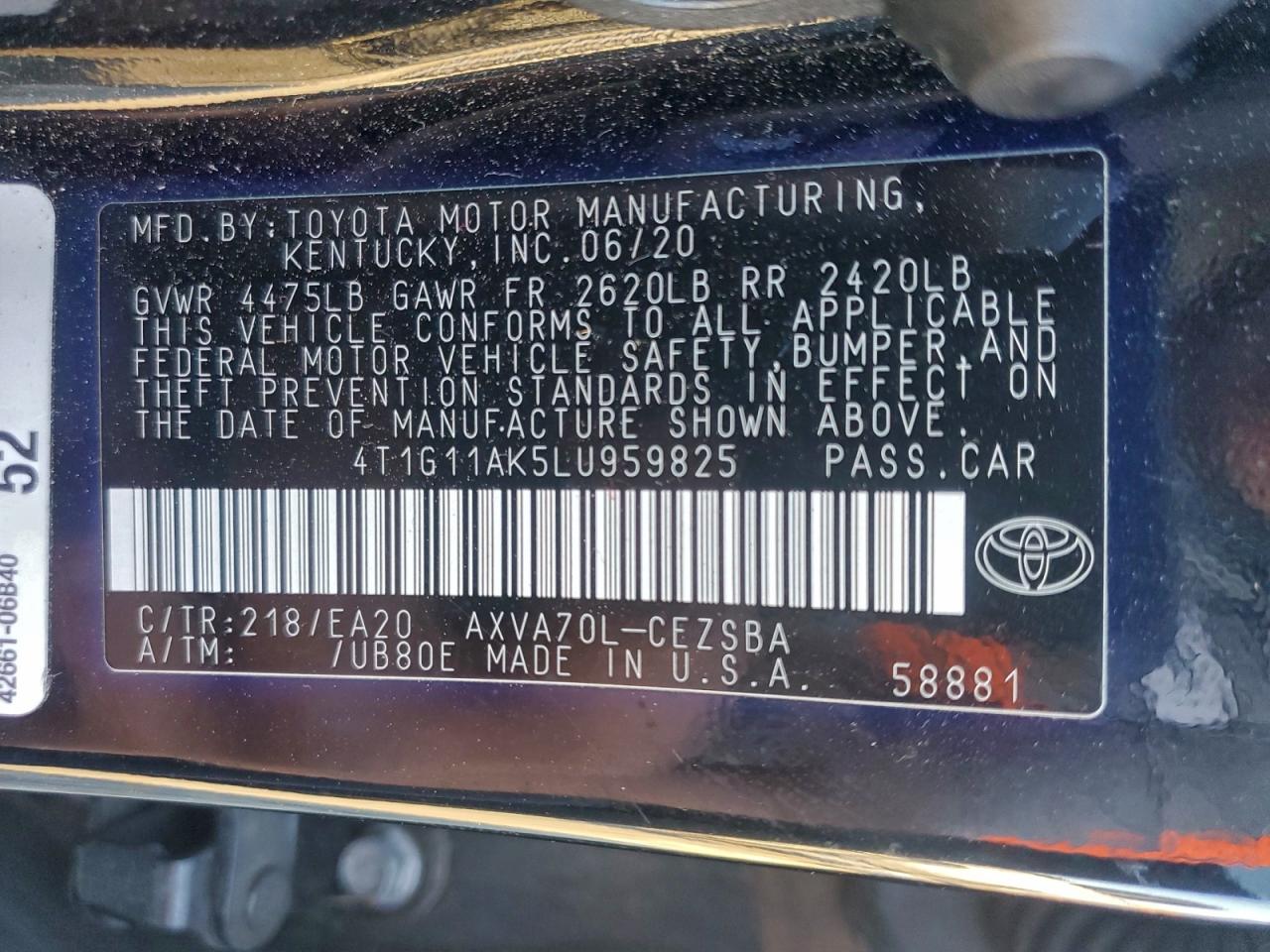 2020 TOYOTA CAMRY SE photo 13